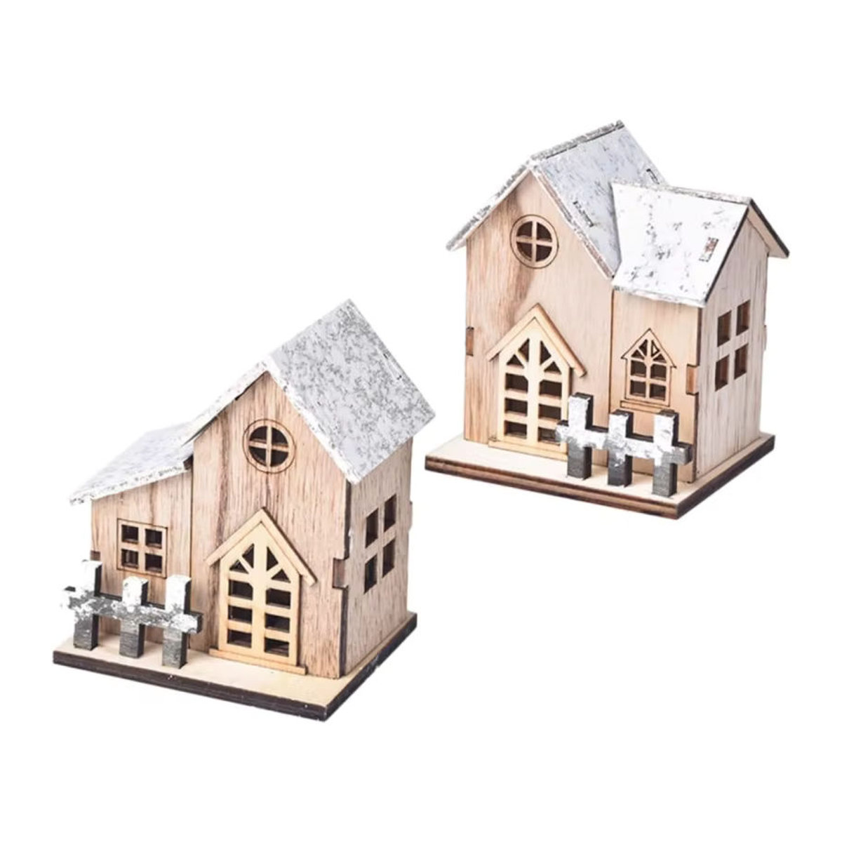 Cabilock Weihnachtsdekoration Rustikale Holzhütte in Braun als Tischornament - Bild 6