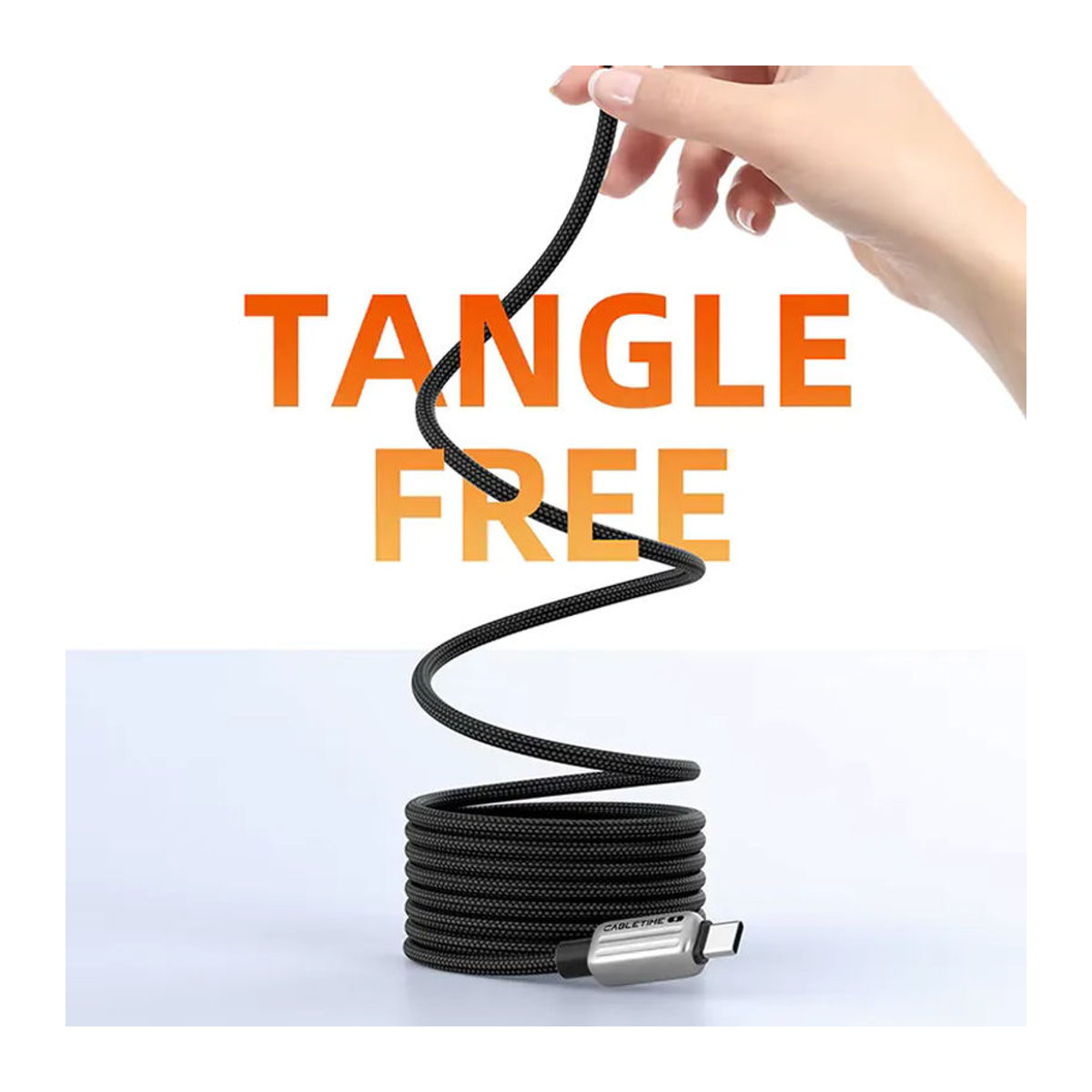CABLETIME Magnetisches USB-C auf USB-C Ladekabel PD 240W PD3.1 Schnellladekabel für iPhone 16/15 und iPad in Schwarz und Orange - Bild 1