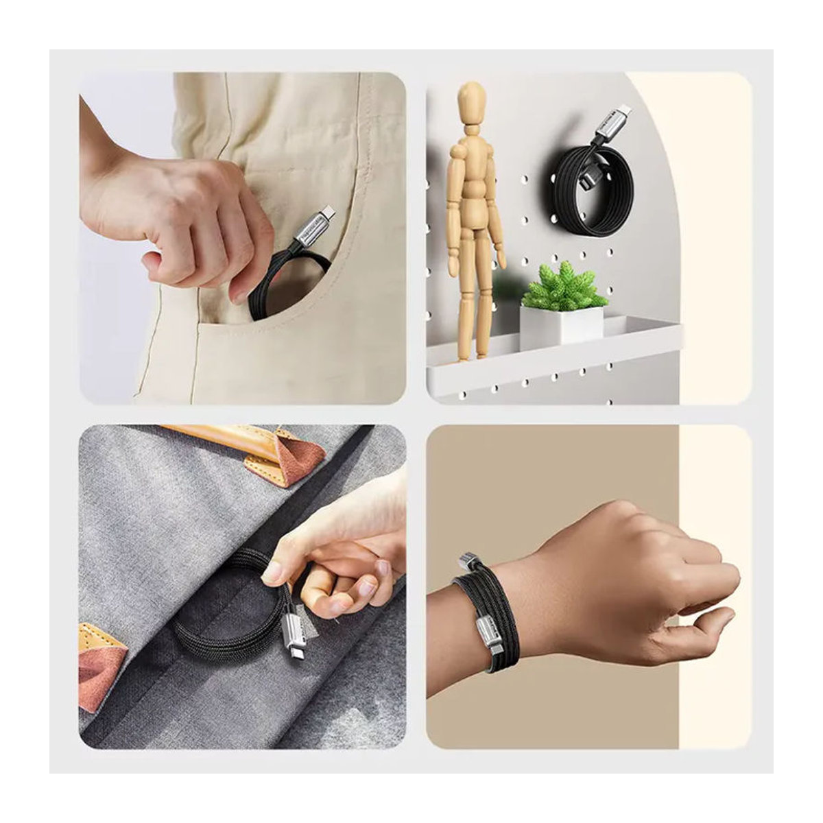 CABLETIME Magnetisches USB-C auf USB-C Ladekabel PD 240W PD3.1 Schnellladekabel für iPhone 16/15 und iPad in Schwarz und Orange - Bild 2