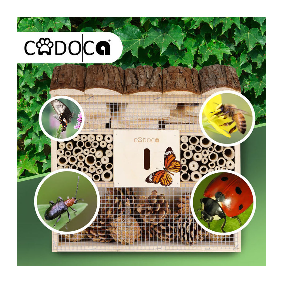 Cadoca Insektenhotel Nistkasten aus Holz und Bambus in Braun, B/T/H: 30,5 x 9,5 x 31 cm - Bild 3