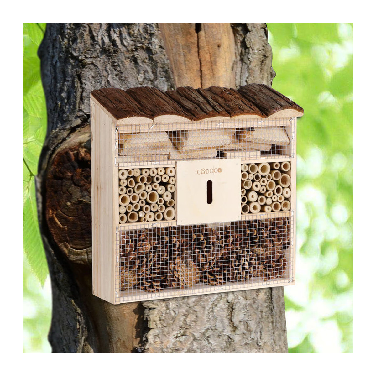 Cadoca Insektenhotel Nistkasten aus Holz und Bambus in Braun, B/T/H: 30,5 x 9,5 x 31 cm - Bild 5