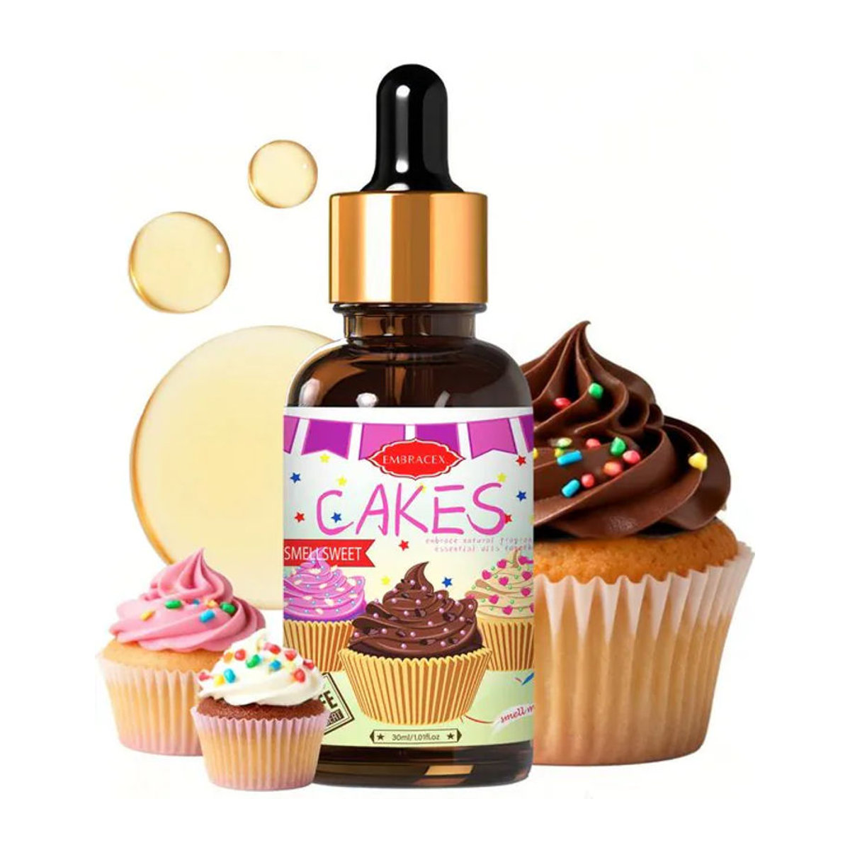 Cakes Essential Oil Floral Duft für Aromatherapie und DIY-Projekte, 30 ml, braunes Glas - Bild 1