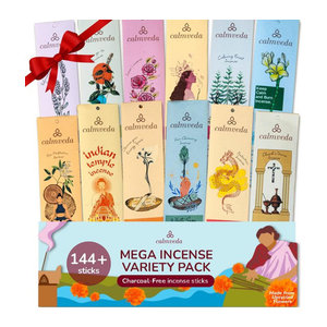 CALMVEDA Natürliche Räucherstäbchen Sortenpackung mit 12 Aromen, 144 Stück, Mehrfarbig