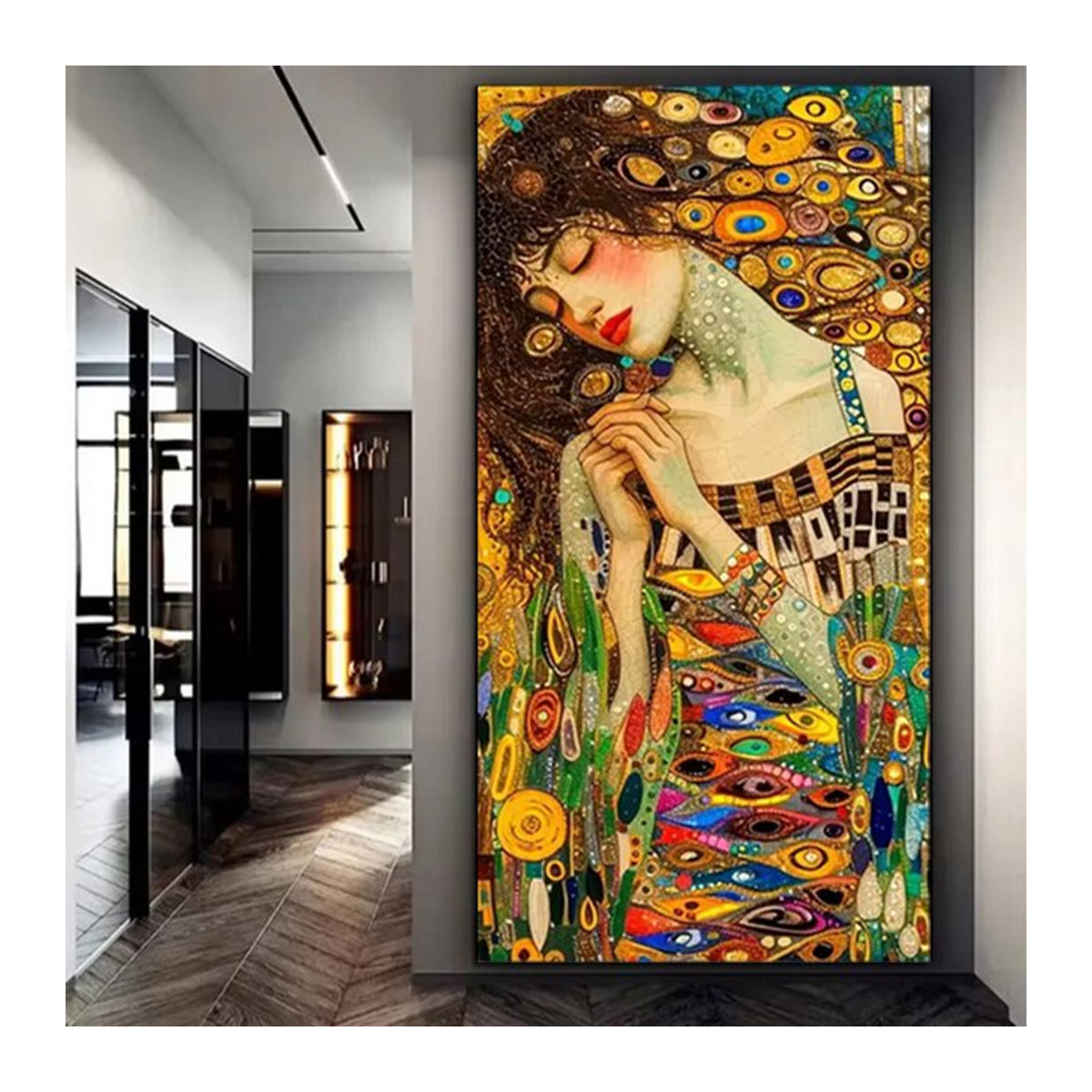 Calvert 5D DIY Diamantmalerei Set Gustav Klimt Eleganz Frau Mosaik Wanddeko Mehrfarbig Rund - Bild 1