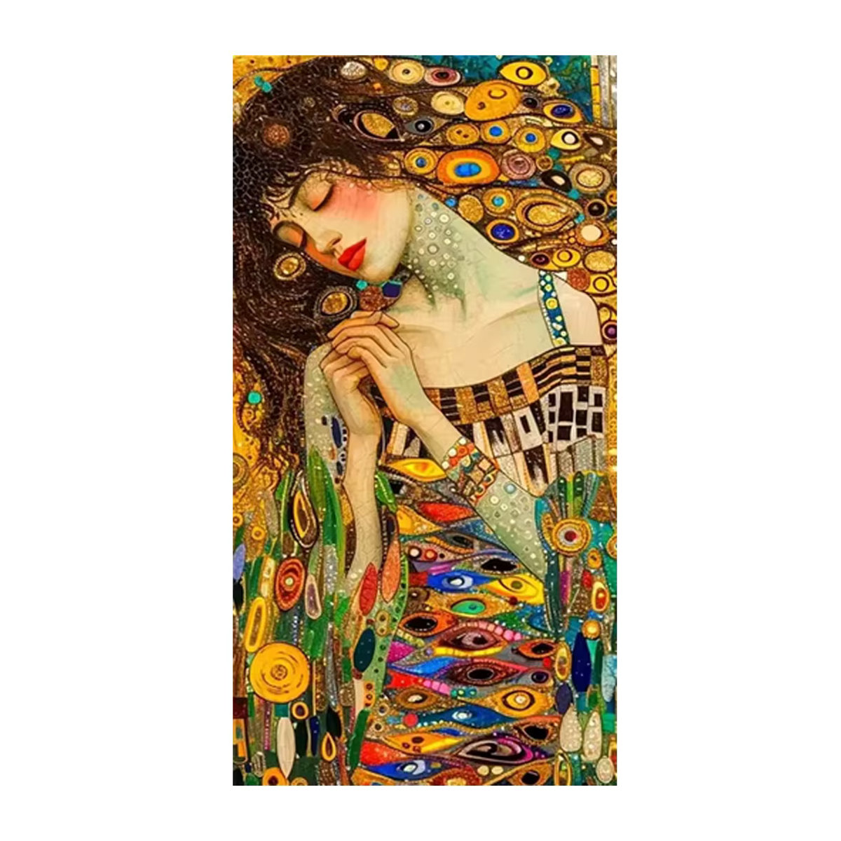 Calvert 5D DIY Diamantmalerei Set Gustav Klimt Eleganz Frau Mosaik Wanddeko Mehrfarbig Rund - Bild 2