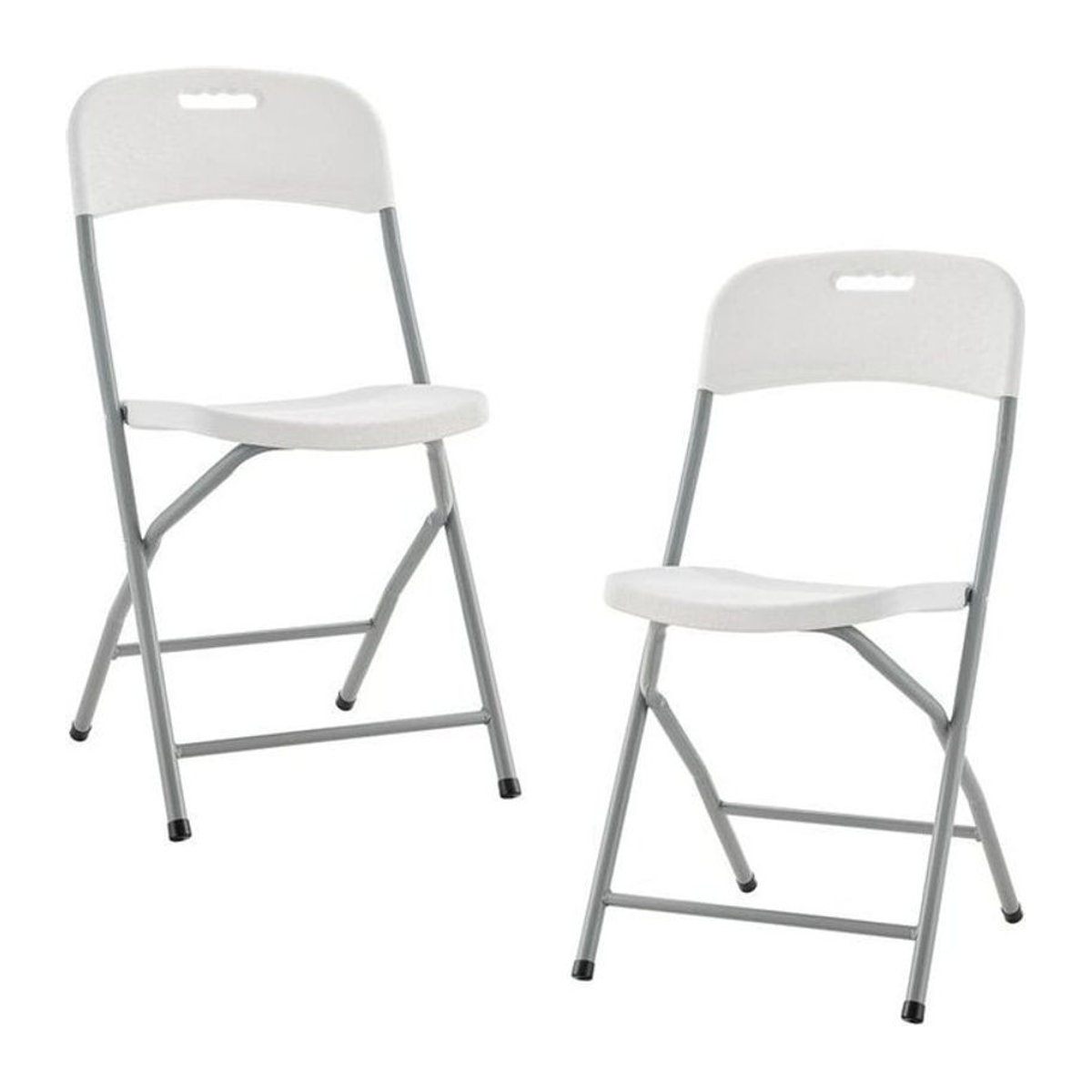 CALVI 2er-Set Klappstühle Gartenstuhl aus Stahl und Polyethylen in Weiß B: 48 cm, T: 44,5 cm, H: 86 cm - Bild 1