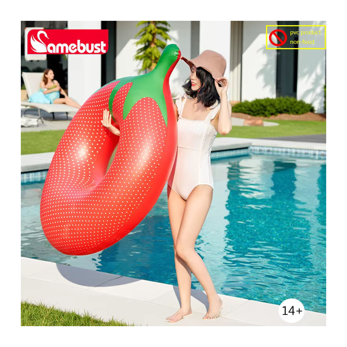 Camebust Aufblasbare Erdbeer-Wasserlounge als schwimmendes Schwimmbecken für deine Partydekoration - Bild 3
