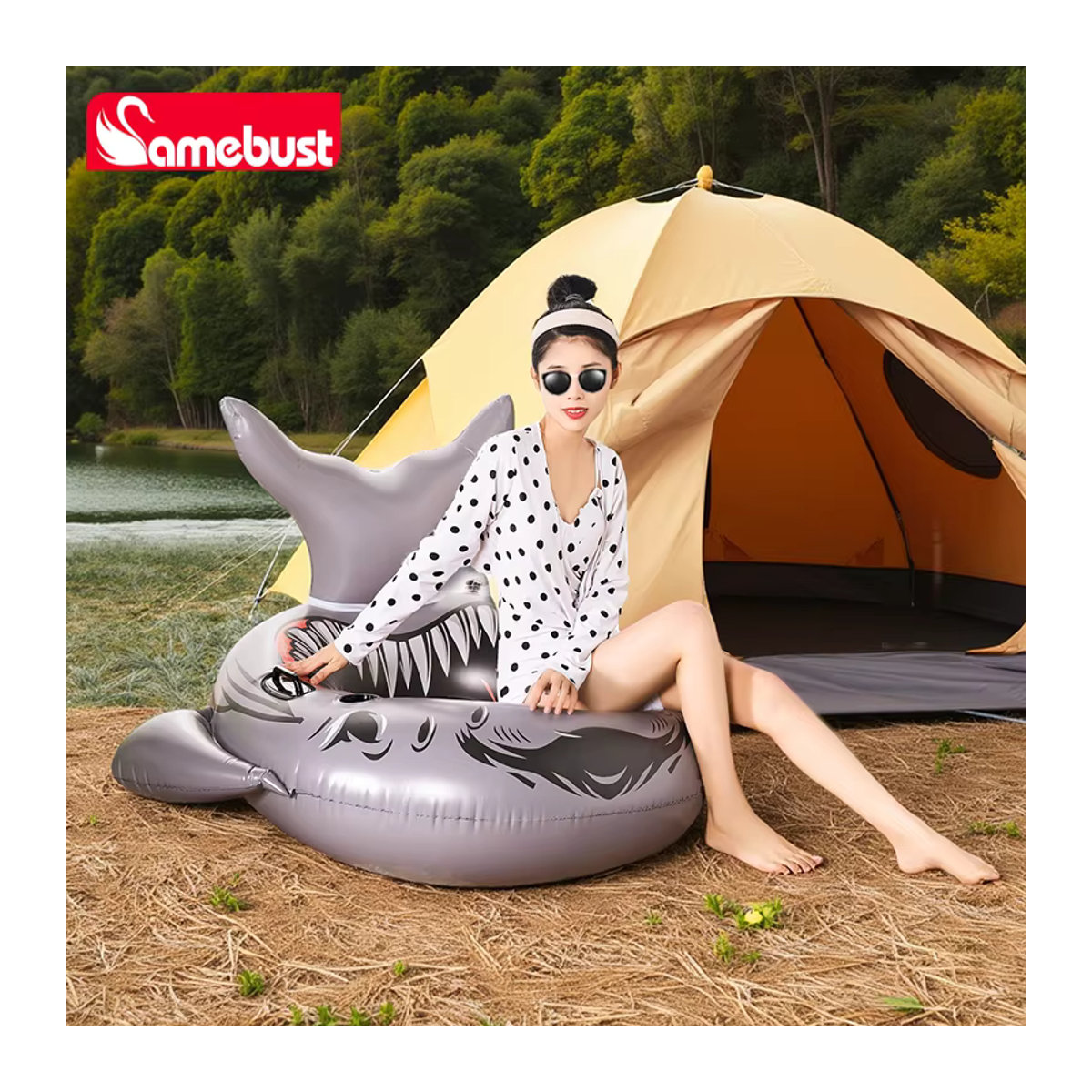 Camebust Aufblasbare Hai Schwimmmatratze aus PVC für Pool und Schwimmbad - Bild 2