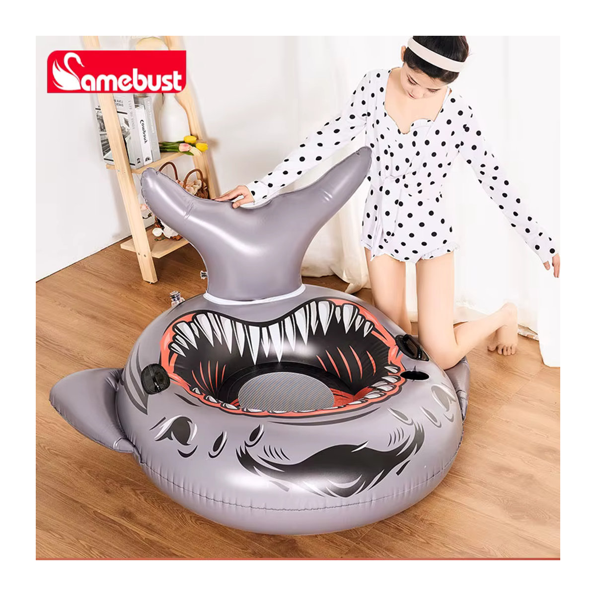 Camebust Aufblasbare Hai Schwimmmatratze aus PVC für Pool und Schwimmbad - Bild 5