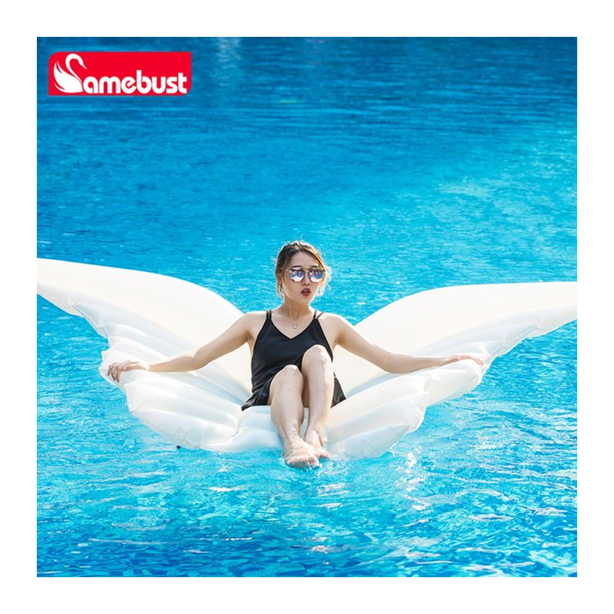 Camebust Aufblasbare Pool Schwimmmatte mit Schmetterlingsflügeln aus PVC in Engel-Design - Bild 1