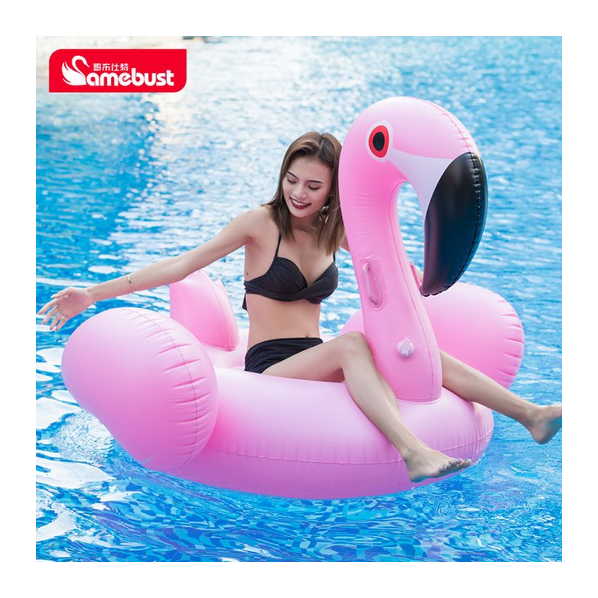 Camebust Aufblasbarer Flamingo Schwimmreifen für den Pool als Pool Floats Flamingo Rider Wasserspielzeug und Partydekoration - Bild 1