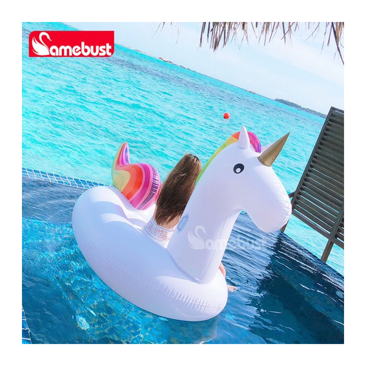 Camebust Aufblasbares Einhorn Schwimmtier als schwimmende Wasser Lounge für Pool und Party - Bild 1