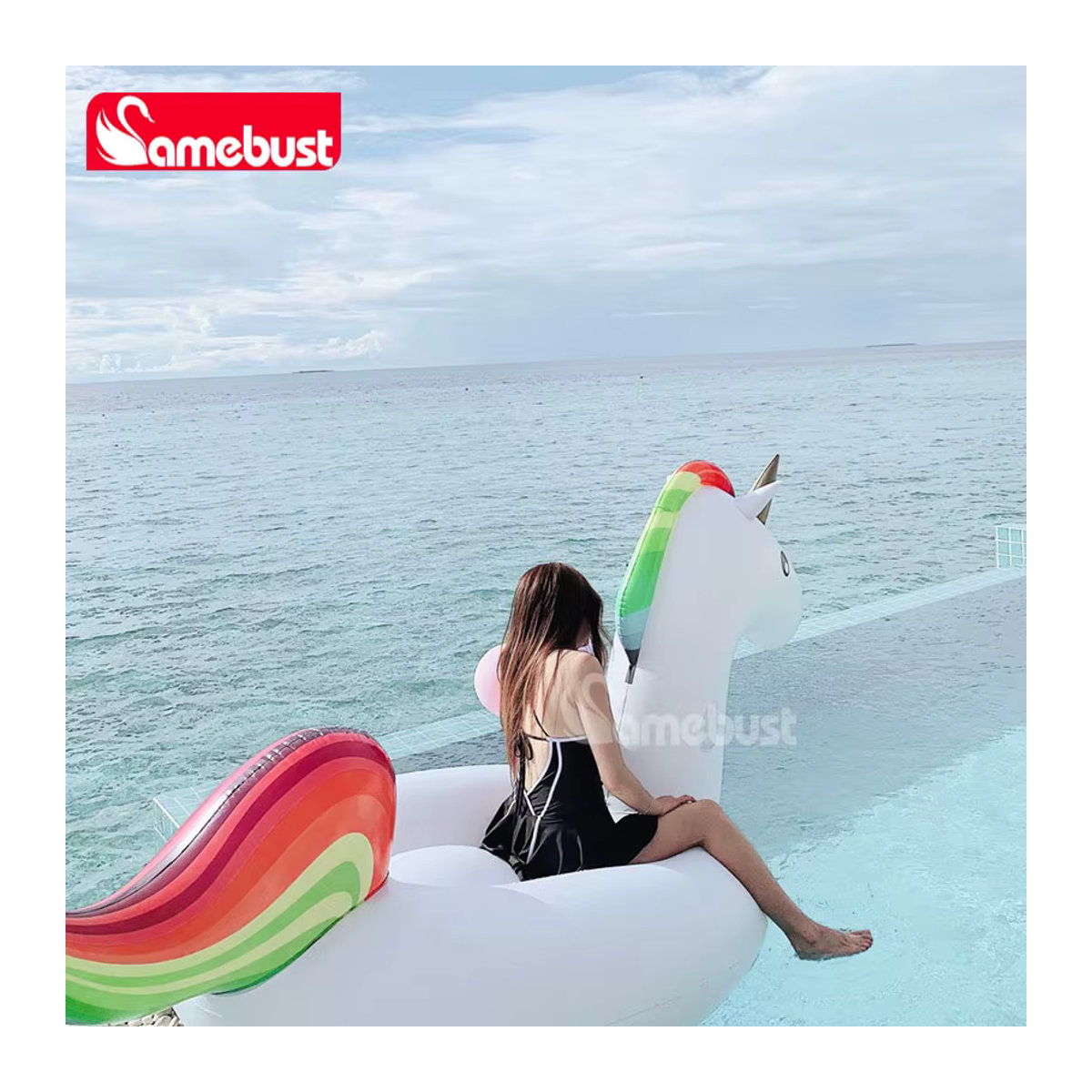Camebust Aufblasbares Einhorn Schwimmtier als schwimmende Wasser Lounge für Pool und Party - Bild 3