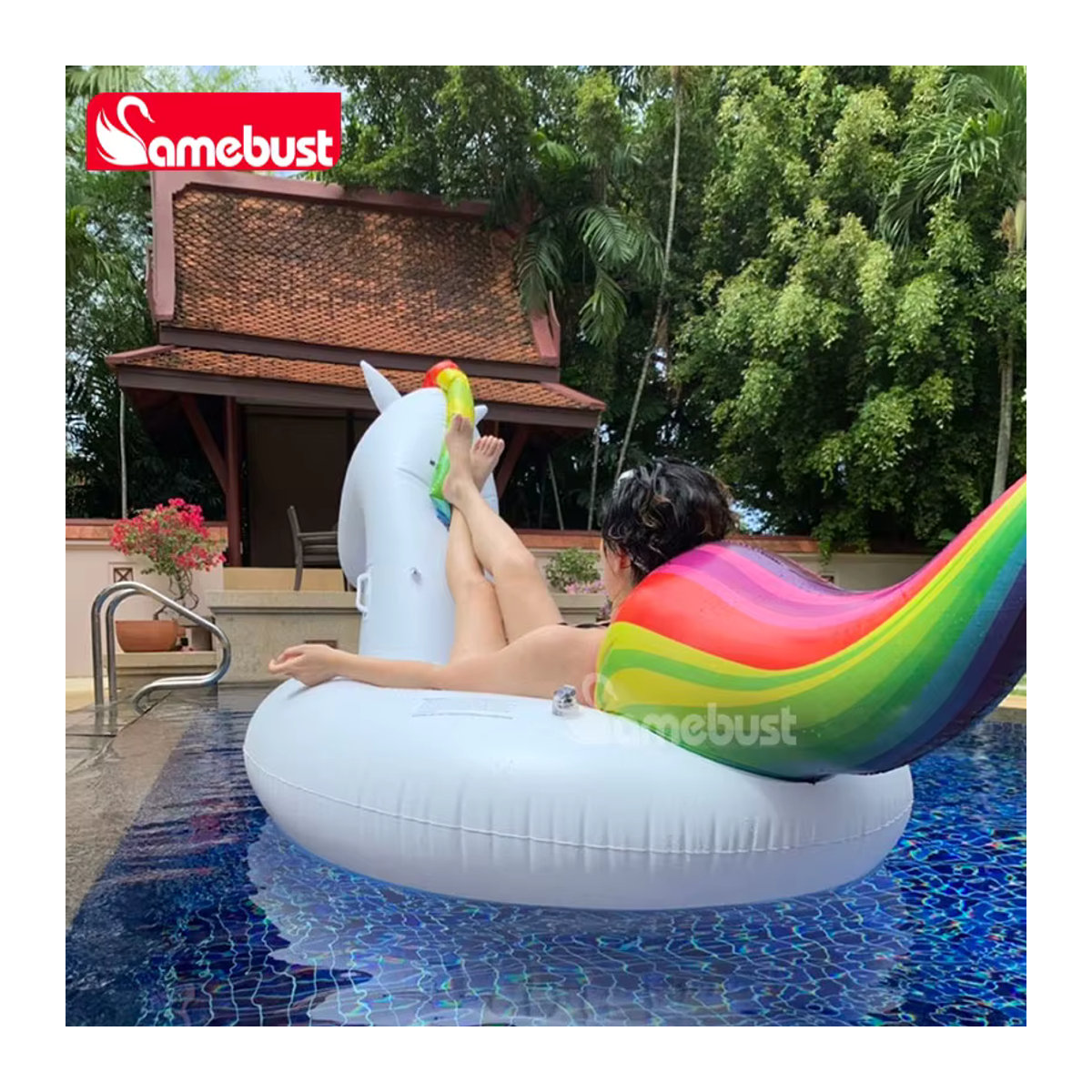 Camebust Aufblasbares Einhorn Schwimmtier als schwimmende Wasser Lounge für Pool und Party - Bild 4