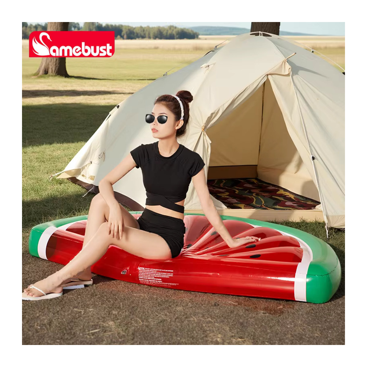 Camebust Water aufblasbarer Wassermelonen-Schwimmreifen für den Außenbereich - Bild 2
