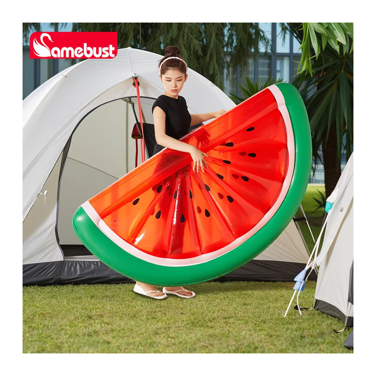 Camebust Water aufblasbarer Wassermelonen-Schwimmreifen für den Außenbereich - Bild 3