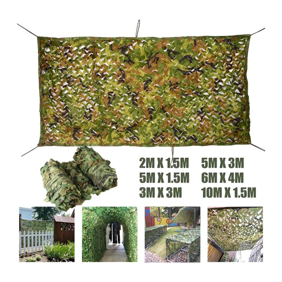 Camouflage Sichtschutznetz aus Polyester in Grün für Garten, Balkon und Outdoor-Dekoration - Bild 1