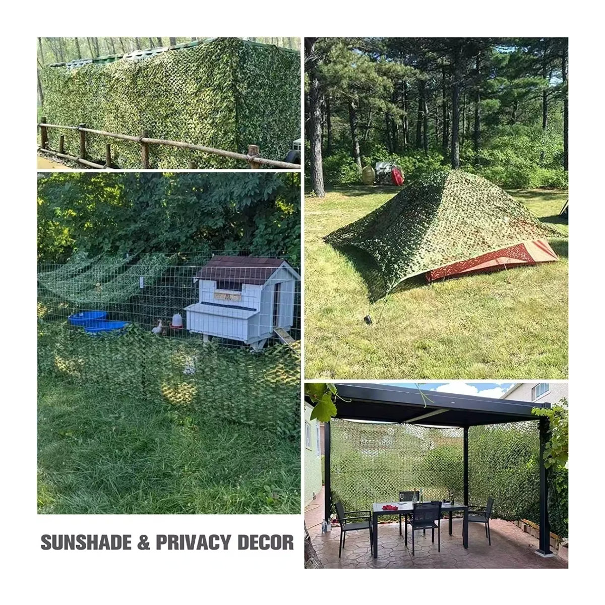 Camouflage Sichtschutznetz aus Polyester in Grün für Garten, Balkon und Outdoor-Dekoration - Bild 3