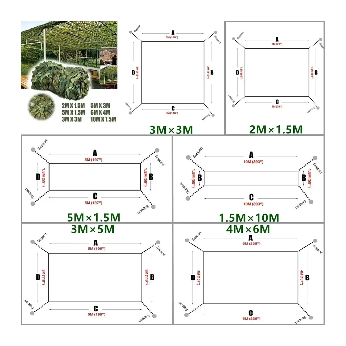 Camouflage Sichtschutznetz aus Polyester in Grün für Garten, Balkon und Outdoor-Dekoration - Bild 5