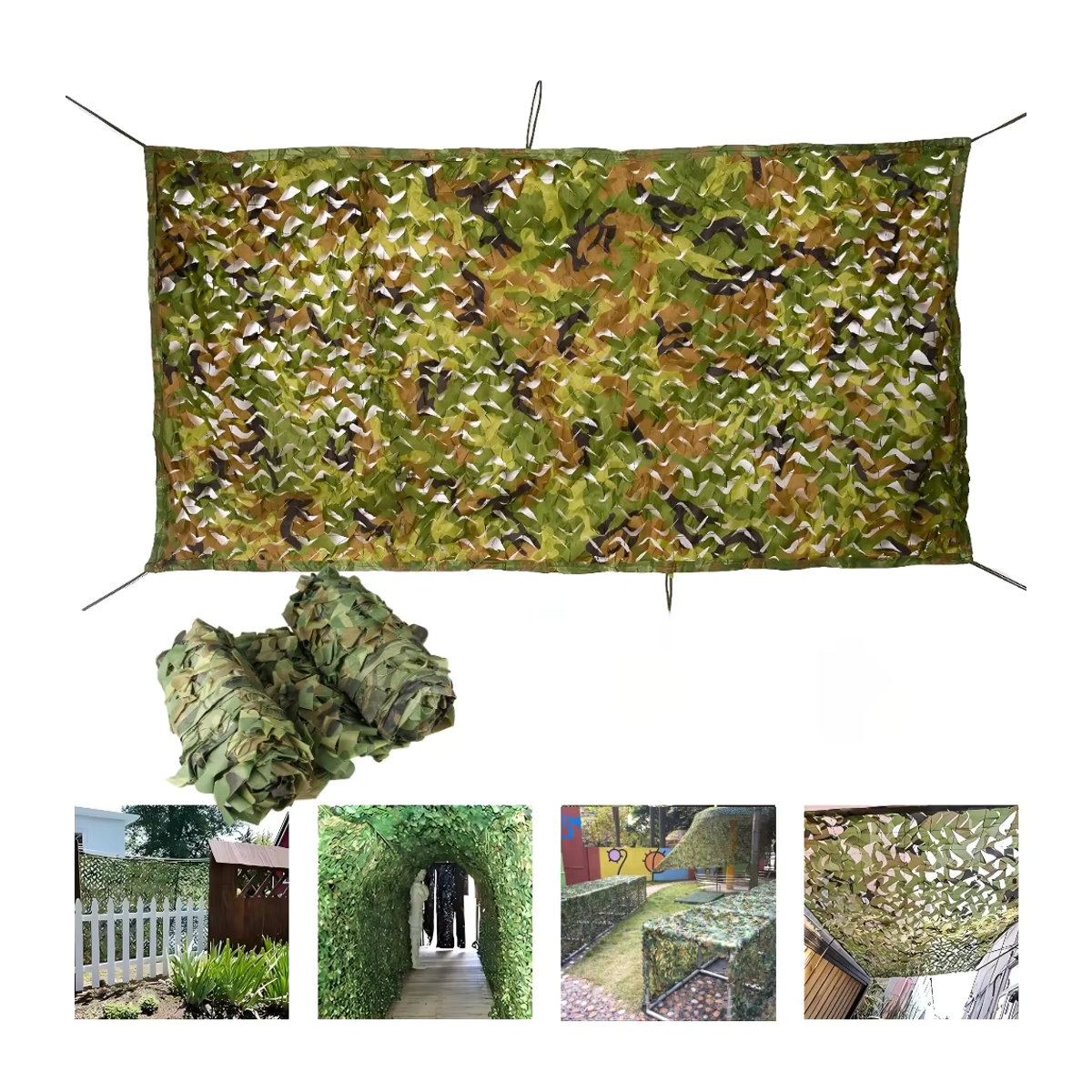 Camouflage Sichtschutznetz aus Polyester in Grün für Garten, Balkon und Outdoor-Dekoration - Bild 6