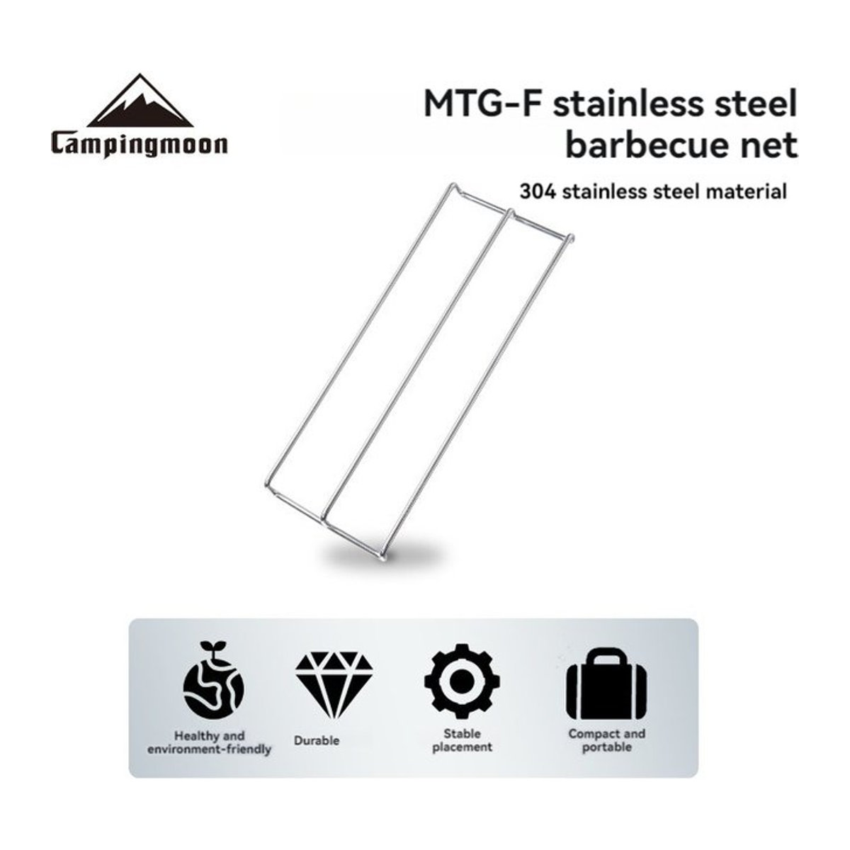 Camping moon Tragbarer Holzherd aus 304 Edelstahl mit Mesh-Grill für Camping und Outdoor - Bild 1