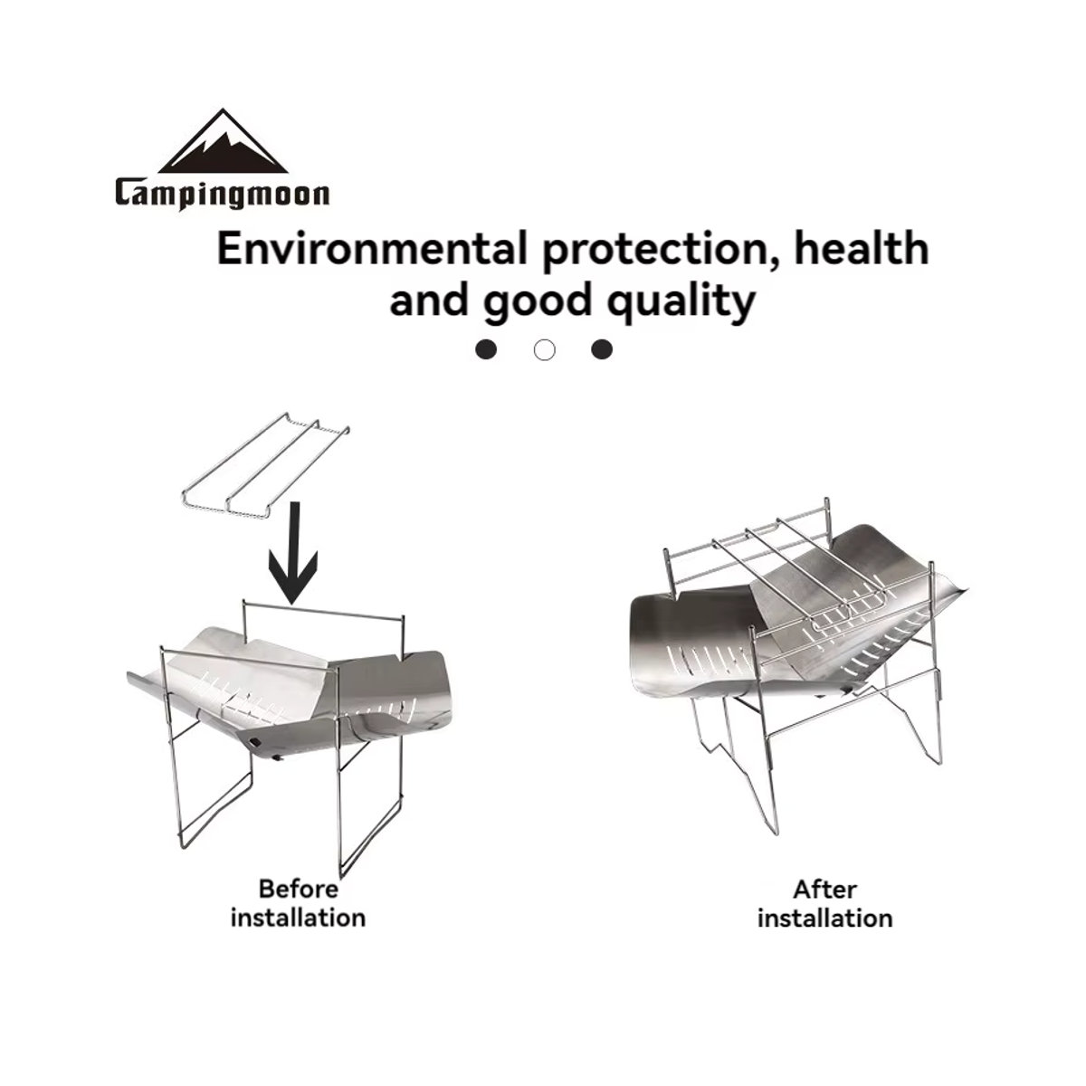 Camping moon Tragbarer Holzherd aus 304 Edelstahl mit Mesh-Grill für Camping und Outdoor - Bild 2