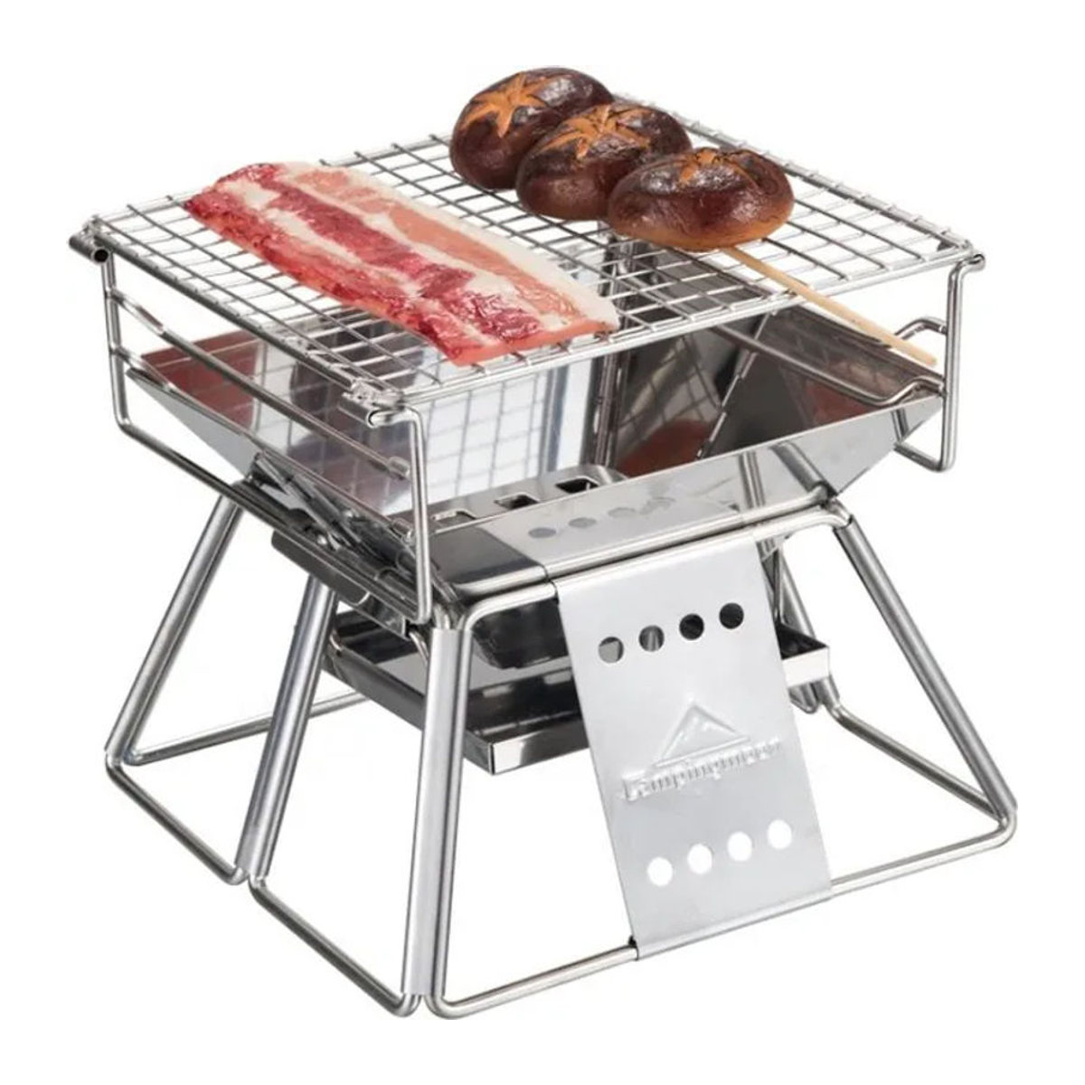 Camping moon Tragbarer Holzkohlegrill aus Edelstahl faltbar und vertikal verstellbar - Bild 1
