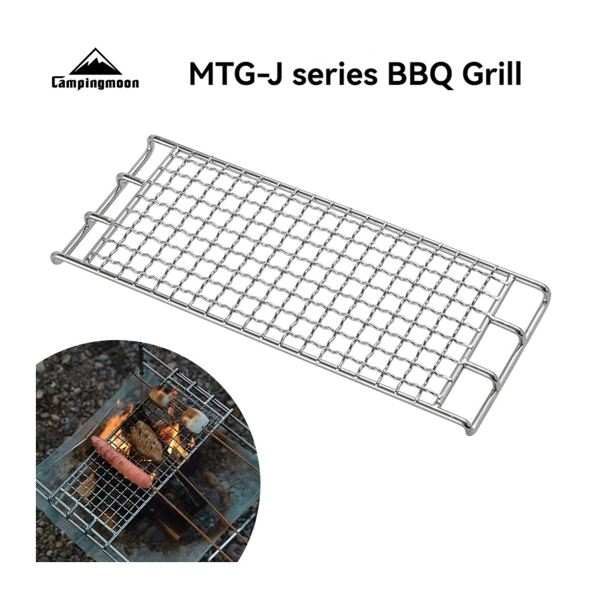 CAMPINGMOON J-Serie Grillnetz aus Edelstahl mit quadratischem Gitter für Camping und Outdoor-Reisen - Bild 3