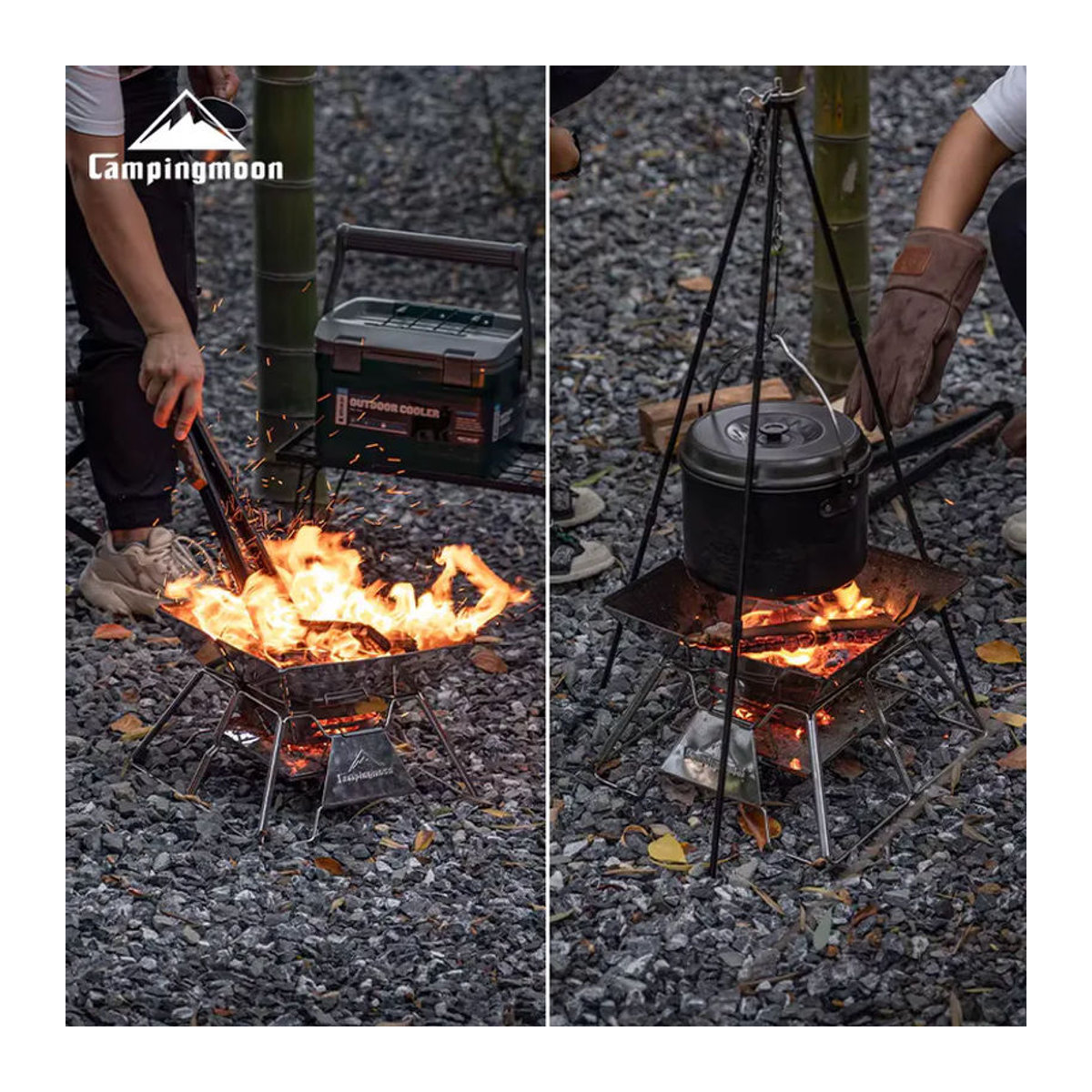CAMPINGMOON MT-2 Woodland Tragbarer Klappbarer BBQ-Grill aus Edelstahl für Garten und Outdoor - Bild 3