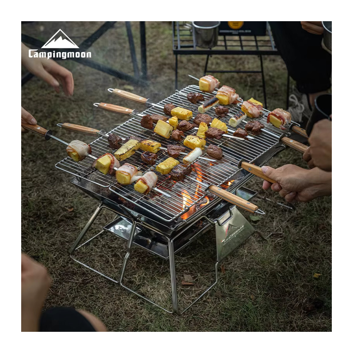 CAMPINGMOON MT-3 Großer Faltbarer Tragbarer Edelstahl-Grillrost für BBQ und Barbecue - Bild 2