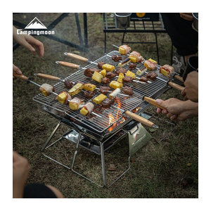 CAMPINGMOON MT-3 Tragbarer Camping-Grill aus Edelstahl faltbar für Outdoor und Barbecue