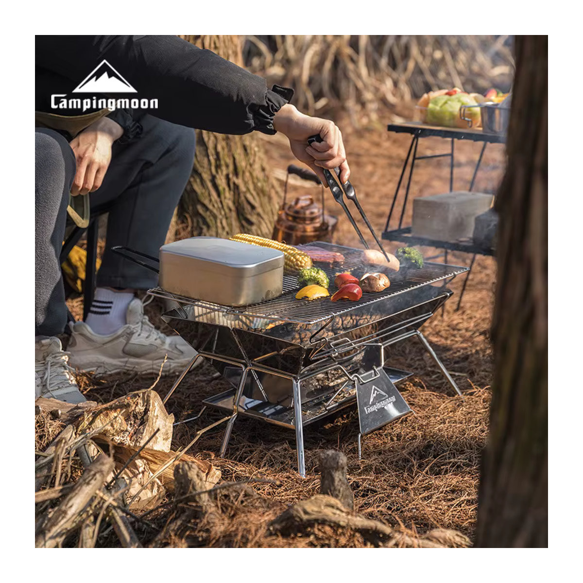 CAMPINGMOON MT-3 Tragbarer Camping-Grill aus Edelstahl faltbar für Outdoor und Barbecue - Bild 4