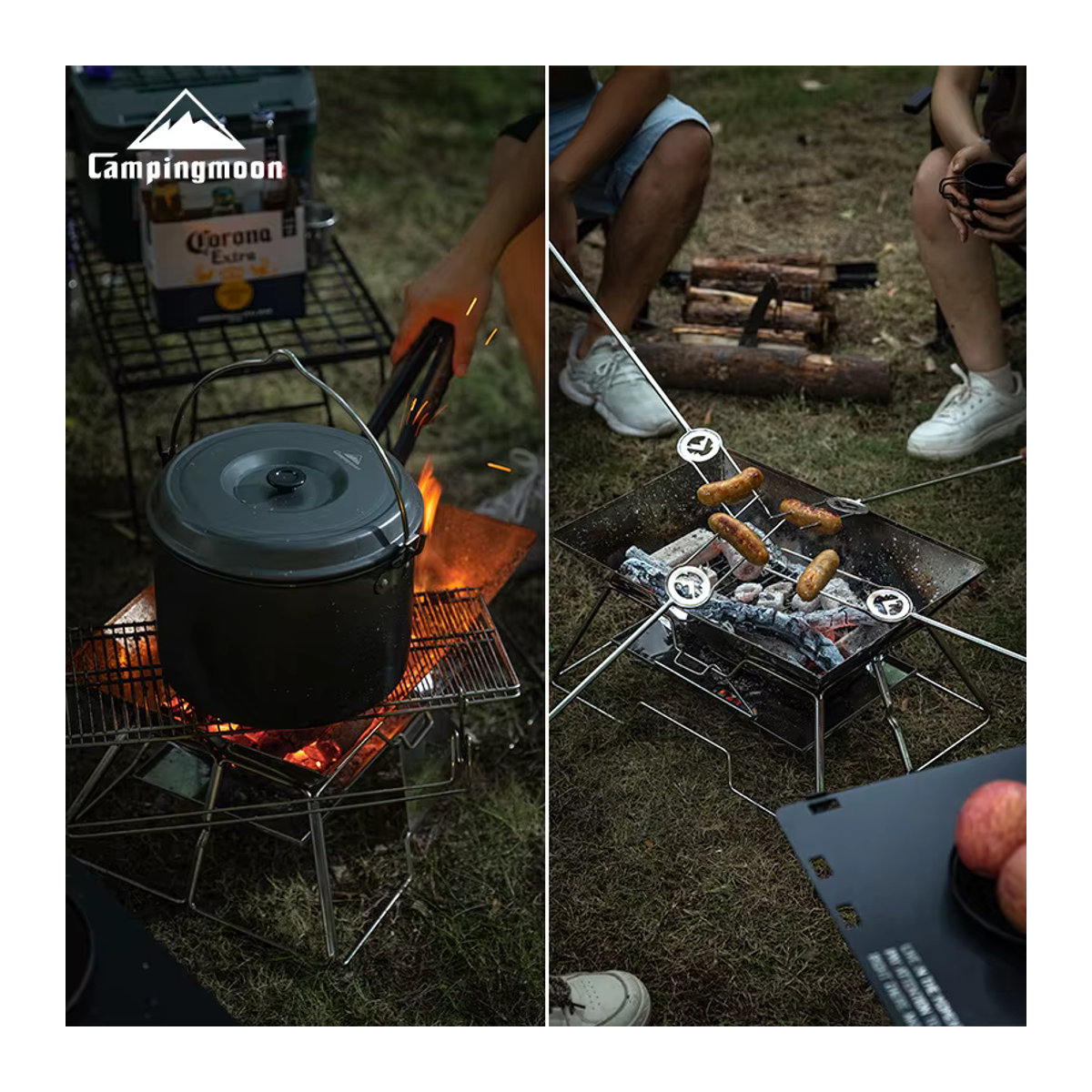 CAMPINGMOON MT-3 Tragbarer Camping-Grill aus Edelstahl faltbar für Outdoor und Barbecue - Bild 5