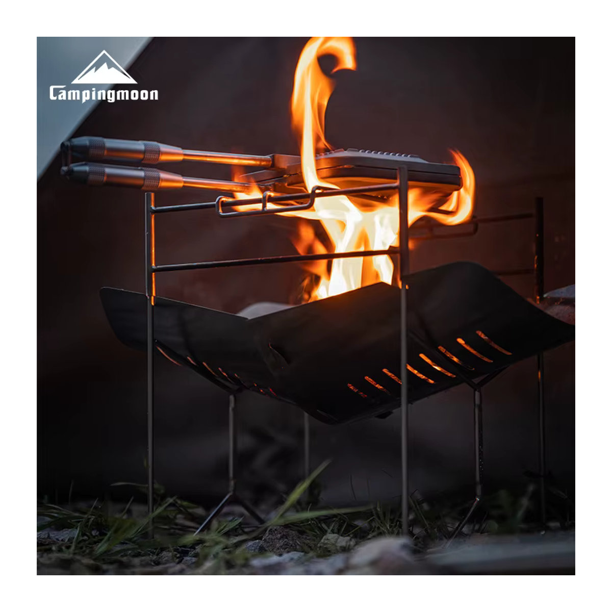 CAMPINGMOON Tragbarer Outdoor-Grillofen aus Edelstahl – Zusammenklappbarer Camping-Grill für Holz und Lagerfeuer - Bild 2