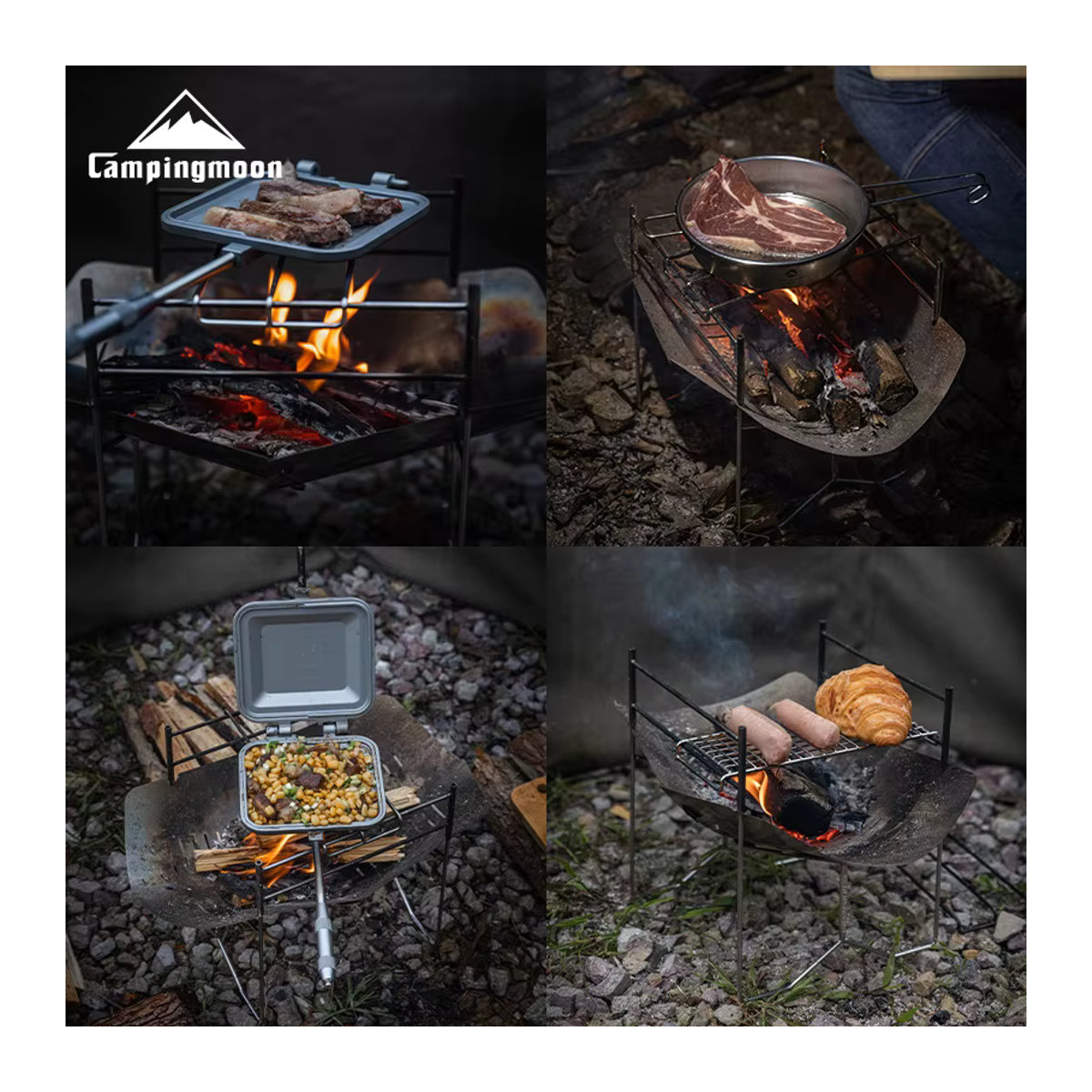 CAMPINGMOON Tragbarer Outdoor-Grillofen aus Edelstahl – Zusammenklappbarer Camping-Grill für Holz und Lagerfeuer - Bild 3