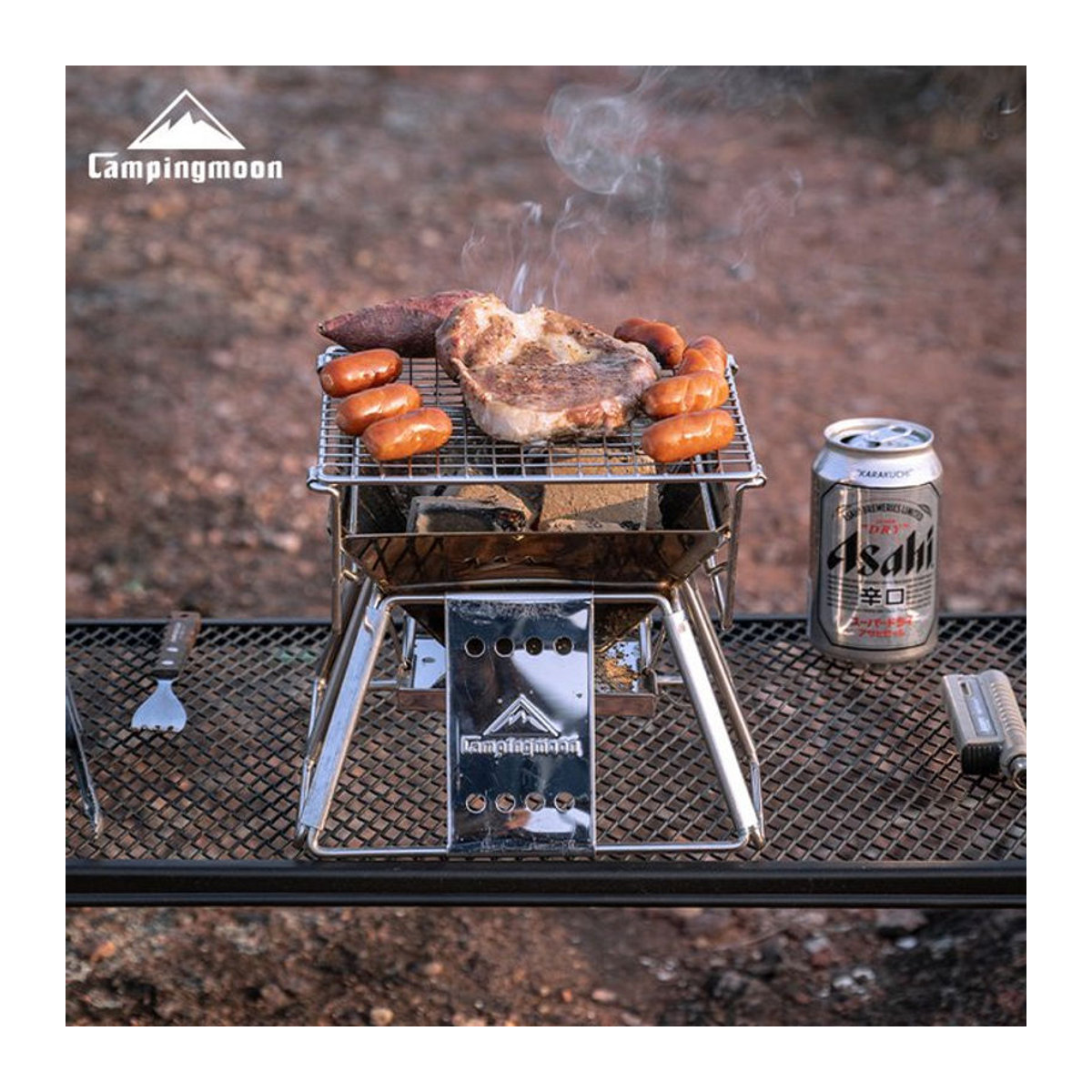 CAMPINGMOON X-MINI Holzkohlegrill aus Edelstahl für 1–2 Personen - Bild 1