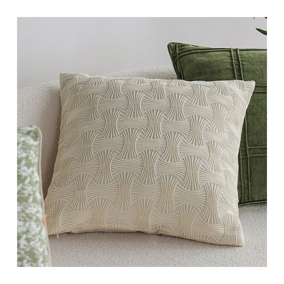CANIRICA Jacquard Kissenbezug im nordischen Stil, Creme - Bild 1