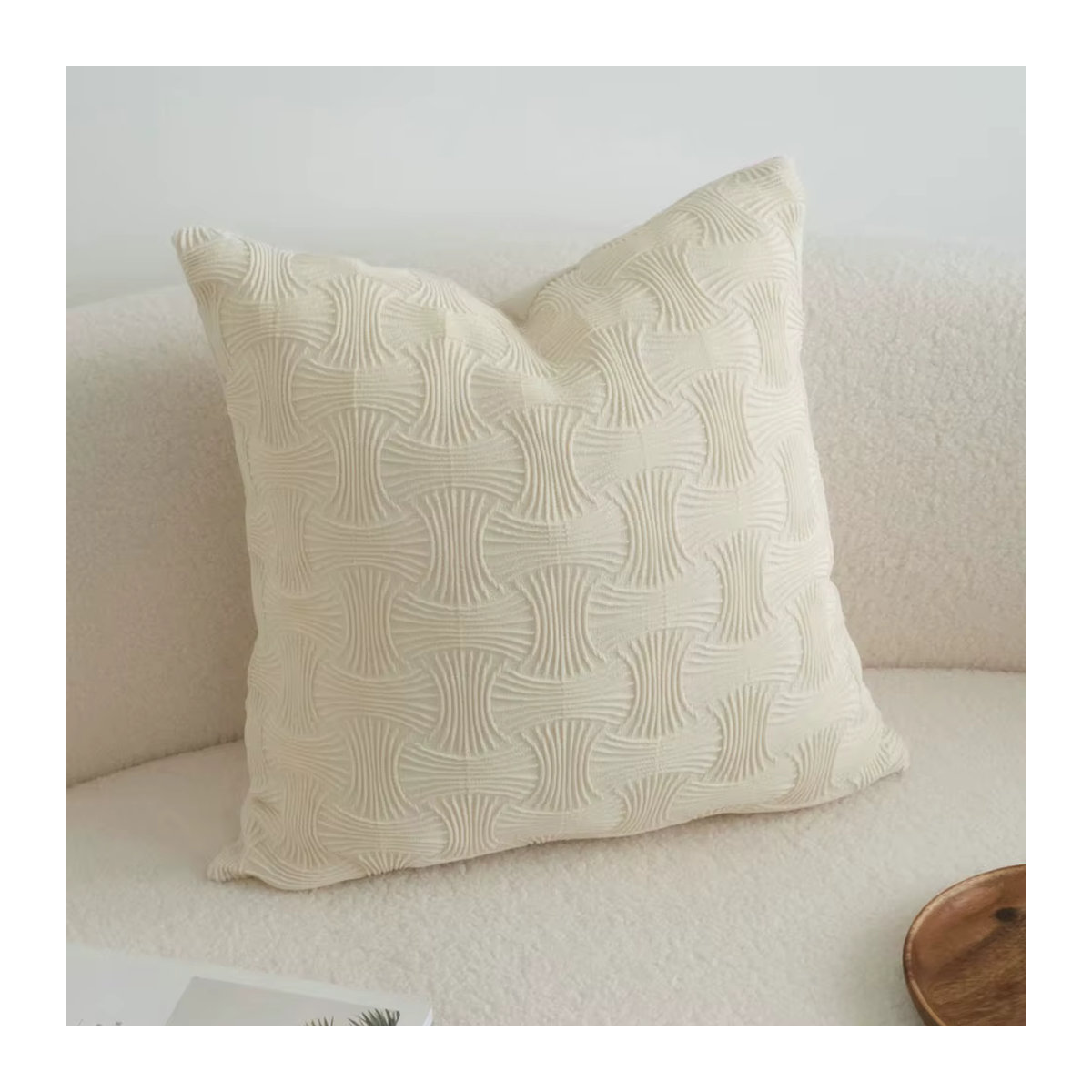 CANIRICA Jacquard Kissenbezug im nordischen Stil, Creme - Bild 3