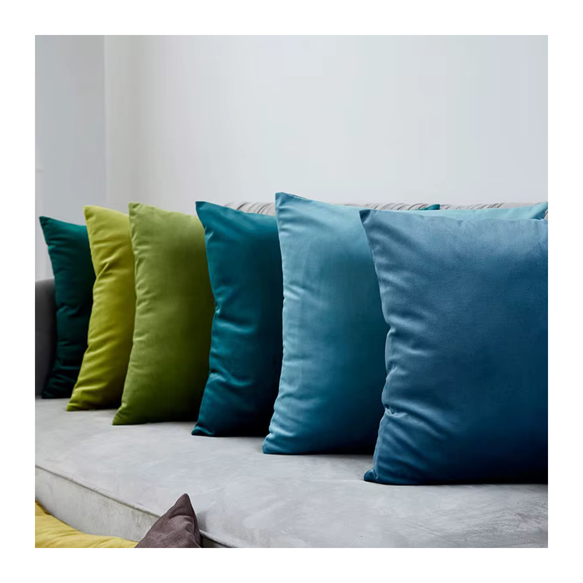 CANIRICA Kissenbezug aus Samt in Himmelblau im nordischen Stil für dein Sofa - Bild 3