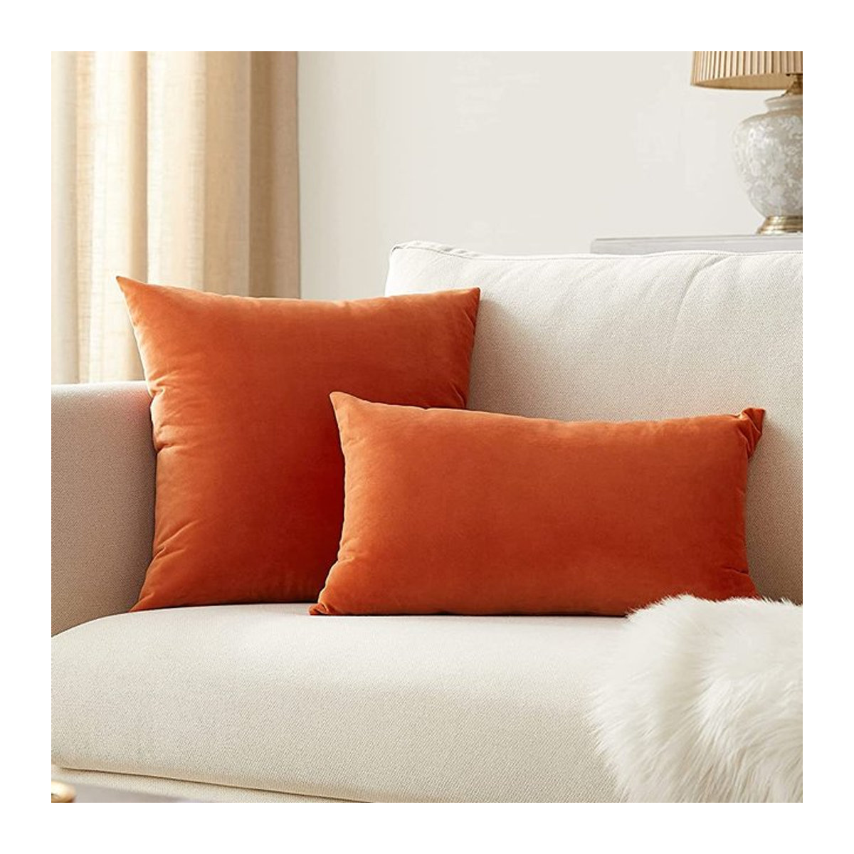 CANIRICA Kissenbezug für Sofa und Wohnzimmer in Orange, atmungsaktiv und weich - Bild 1