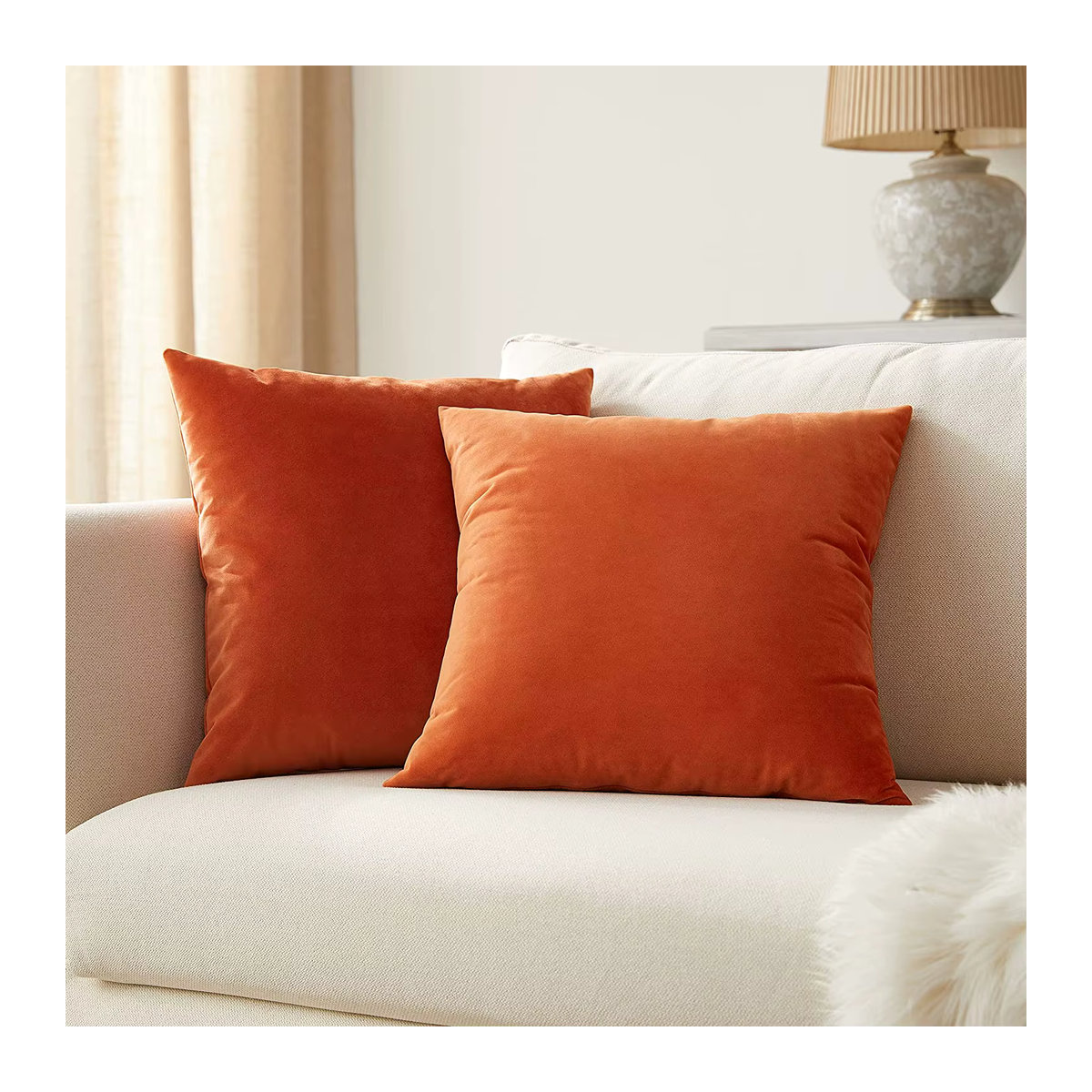 CANIRICA Kissenbezug für Sofa und Wohnzimmer in Orange, atmungsaktiv und weich - Bild 2