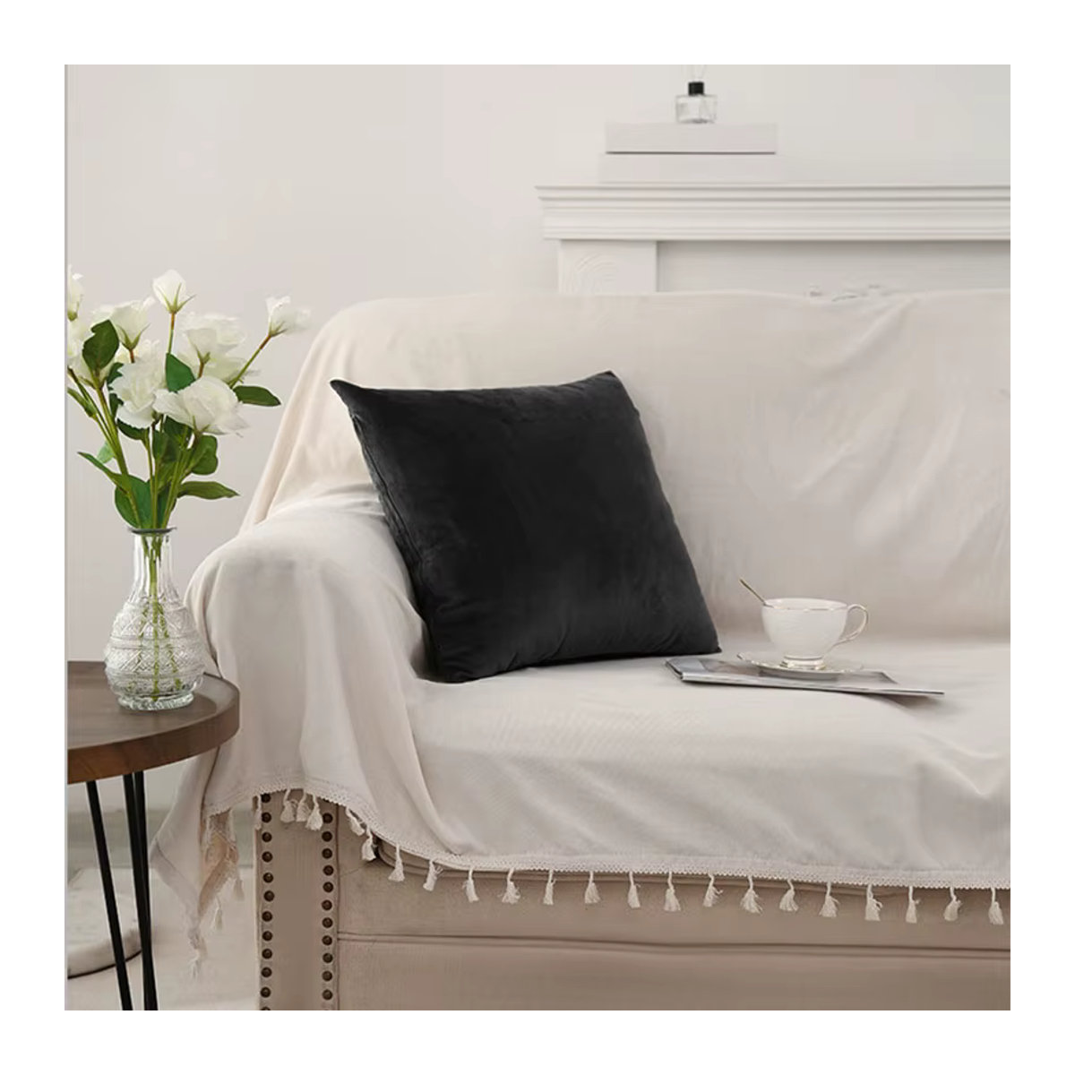 CANIRICA Samtkissenbezug für Sofa in Schwarz, 45 x 45 cm - Bild 4