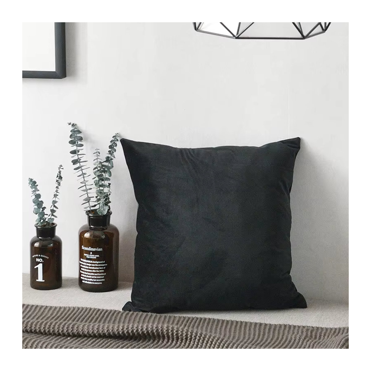 CANIRICA Samtkissenbezug für Sofa in Schwarz, 45 x 45 cm - Bild 5