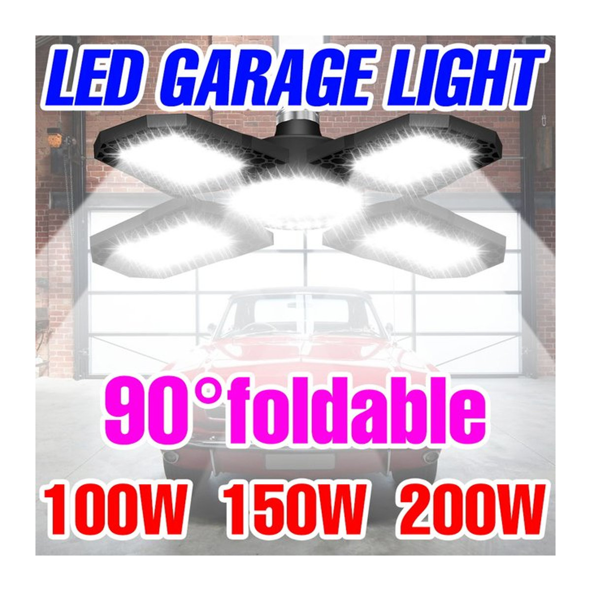 CanLing 200 W LED-Birne E27/E26 verformbare Garagenleuchte für Garage, Lager und Werkstatt - Bild 1