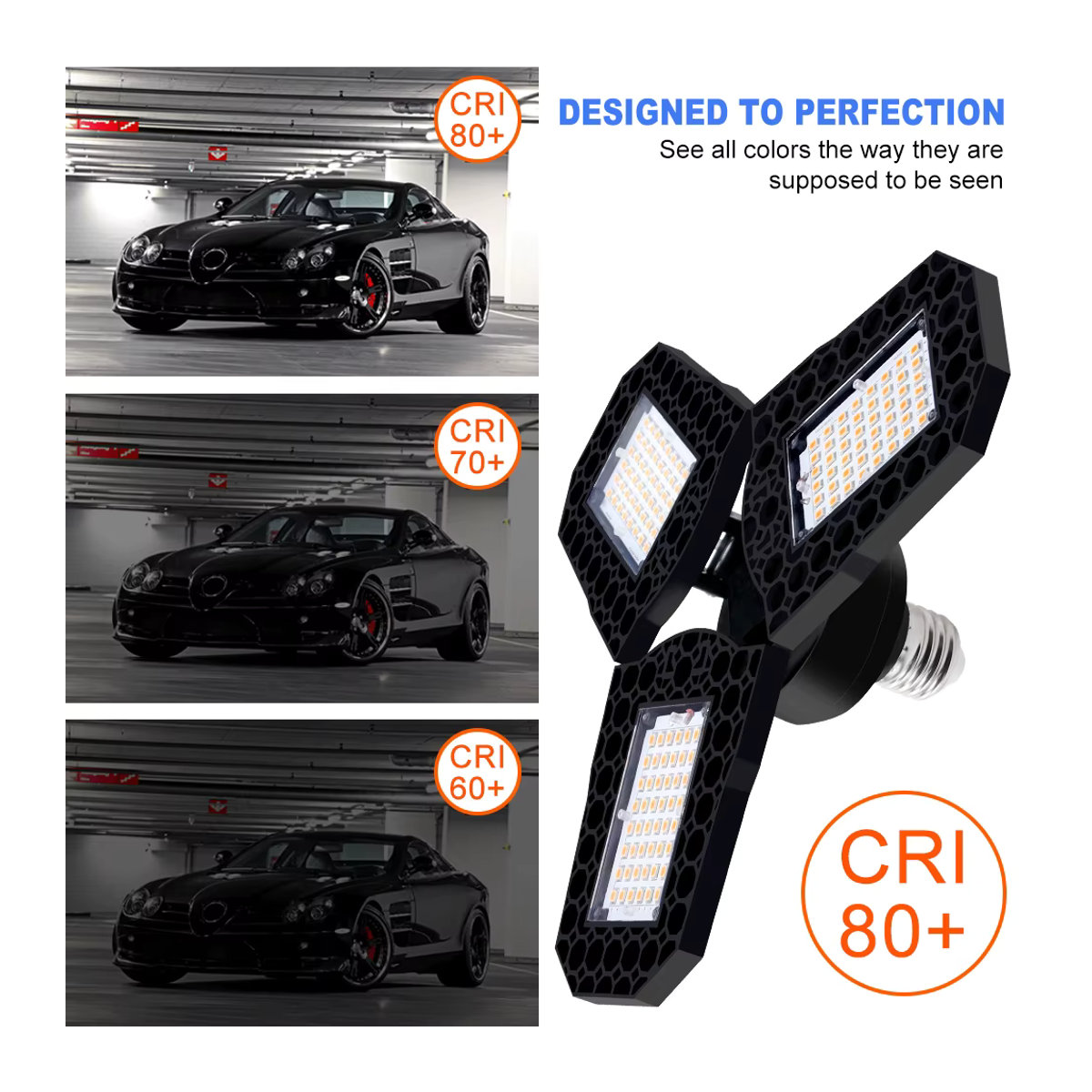 CanLing 200 W LED-Birne E27/E26 verformbare Garagenleuchte für Garage, Lager und Werkstatt - Bild 3