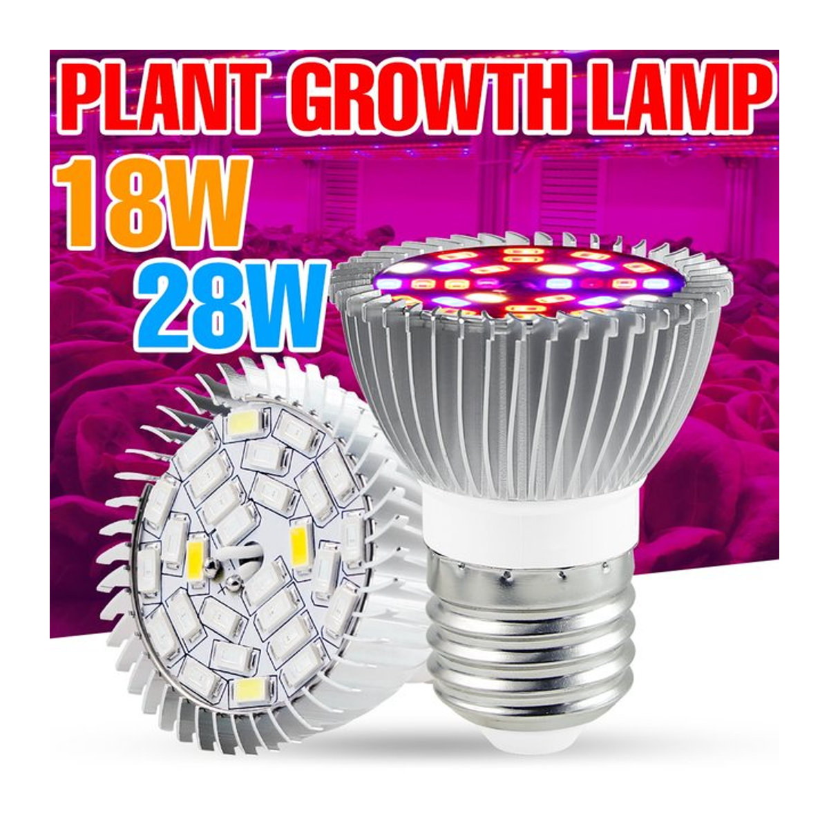 CanLing 28W LED Vollspektrum Pflanzenlampe mit E27/E26 Fassung aus Aluminium für Zimmerpflanzen, Obst, Gemüse und Blumen - Bild 1