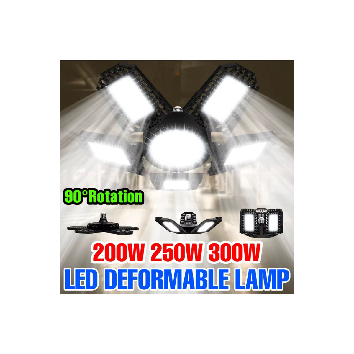 CanLing 300W LED-Garagenleuchte E27 Hochleistungs-Glühbirne mit verformbarem Strahler für Garage, Keller und Parkplatz - Bild 6