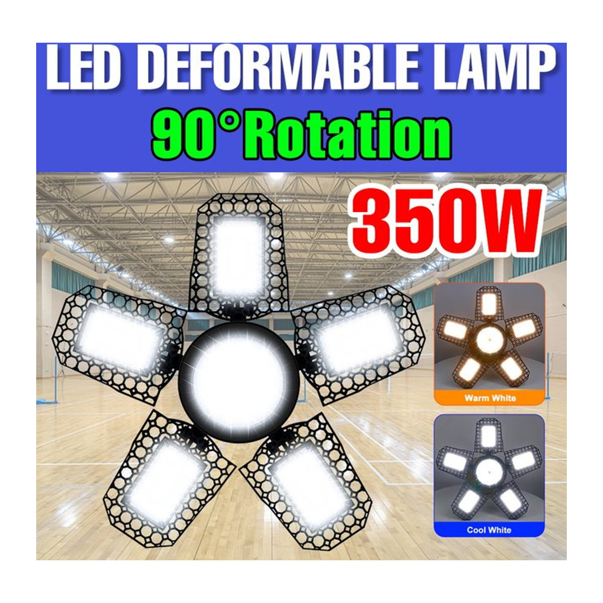 CanLing 350W LED-Strahler Schwarz E27 Faltbare Verformbare Garagenleuchte und Deckenspot für Werkstatt und Keller - Bild 1