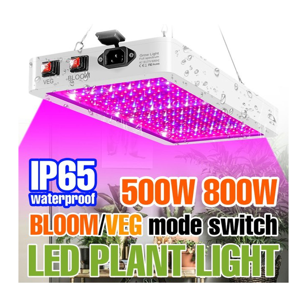 CanLing 800W LED Vollspektrum-Pflanzenwachstumslampe mit UV/IR für Hydrokultur, Blumen, Obst und Gemüse - Bild 1