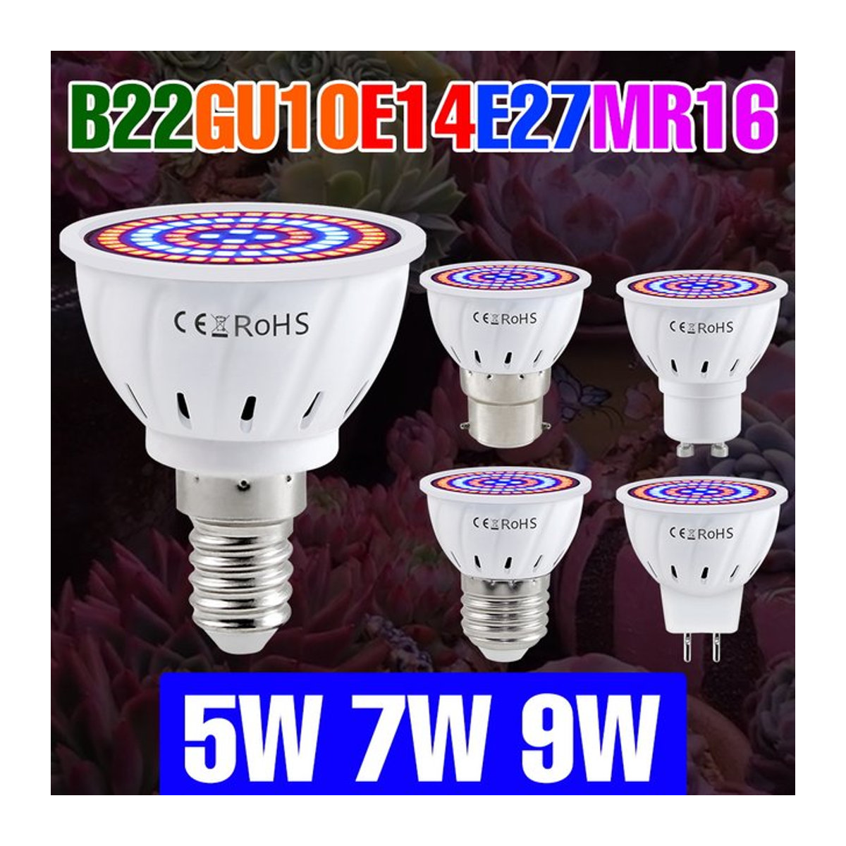 CanLing LED Pflanzenlampe 9W für E27 E14 GU10 MR16 Anbauleuchtung für Blumen und Gemüse - Bild 1